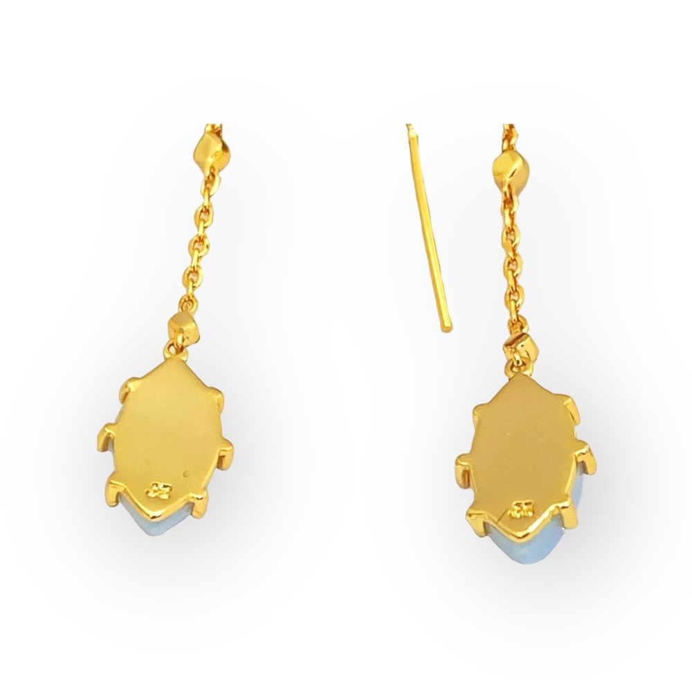 new Jules Smith ❉ 14K Gold Plated Opal + Cubic Zirconia CZ Threader Earrings ❉ - Picture 8 of 16